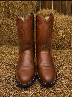 Justin Western Cowboy Boots Brown Leather Men’s 10.5 D Like New